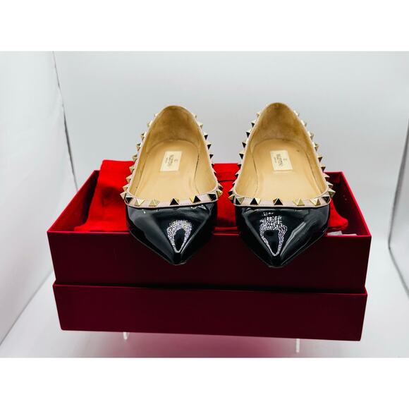 Valentino Garavani Black Patent Rockstud Ballet Flats size 38 - Picture 12 of 13
